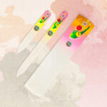 Premium Gift Set"LadyBug" Glass Nail Files & Glass Foot File in a Gift Box - 3pcs Manicure and Pedicure Set (yellow/pink) - Image 2
