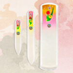 Premium Gift Set"LadyBug" Glass Nail Files & Glass Foot File in a Gift Box - 3pcs Manicure and Pedicure Set (yellow/pink) - Image 3