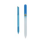 Glass Nail File Set 2pcs - Glass Cuticle Pusher and Crystal Nail File for Manicure in a gift box (light blue)