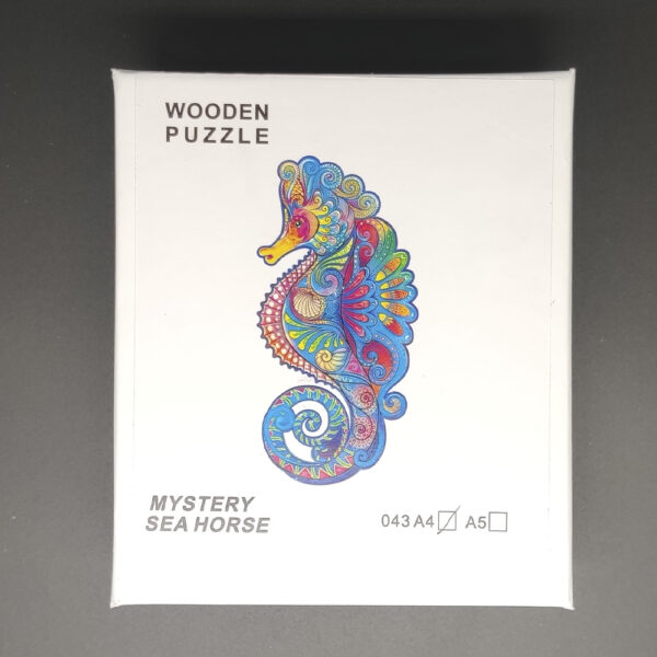 Dřevěné puzzle dřevěná skládačka se zvířáty - Mořský koník - velikost A4, 29x21cm - Image 4