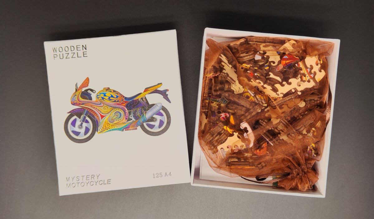 Dřevěné puzzle dřevěná skládačka se zvířáty - Motorka- velikost A4, 29x21cm - Image 4
