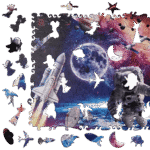 Dřevěné puzzle dřevěná skládačka se zvířáty - Vesmír- velikost A4, 29x21cm - Obrázek 5