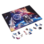 Dřevěné puzzle dřevěná skládačka se zvířáty - Vesmír- velikost A4, 29x21cm - Obrázek 6