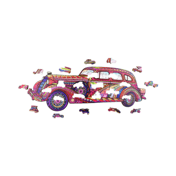 Dřevěné puzzle dřevěná skládačka se zvířáty - Auto- velikost A4, 29x21cm - Image 4